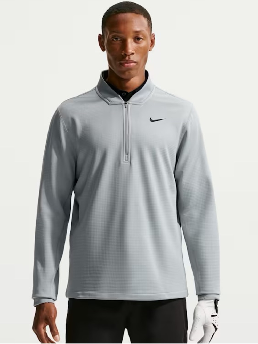 Nike Tiger Woods Collection Textured Grey Performance 1/2 Zip Golf Pullover